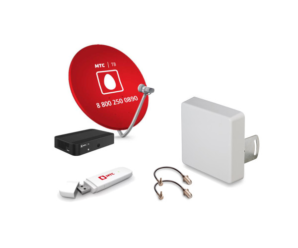 Комплект МТС ТВ с ресивером, USB-модемом и 4G-антенной